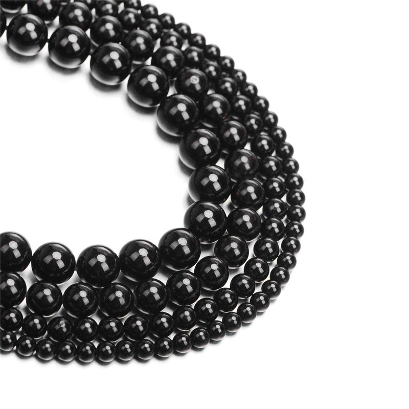 AD BEADS Natural Black Tourmaline Gemstone Round Beads 15.5â€œ A Grad (6mm) - Image 5